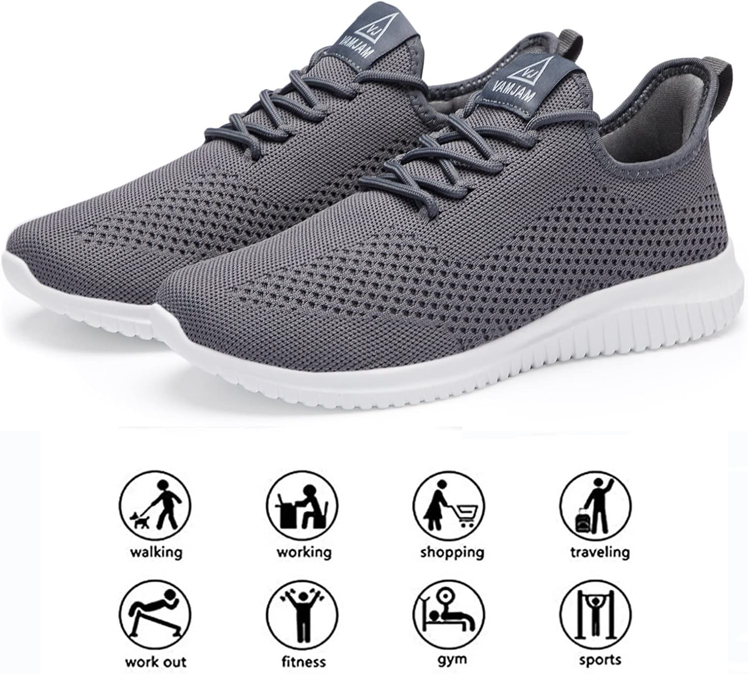VAMJAM Men's Running Shoes Ultra Lightweight Breathable Walking Shoes Non Slip Athletic Fashion Sneakers Mesh Workout Casual Sports Shoes