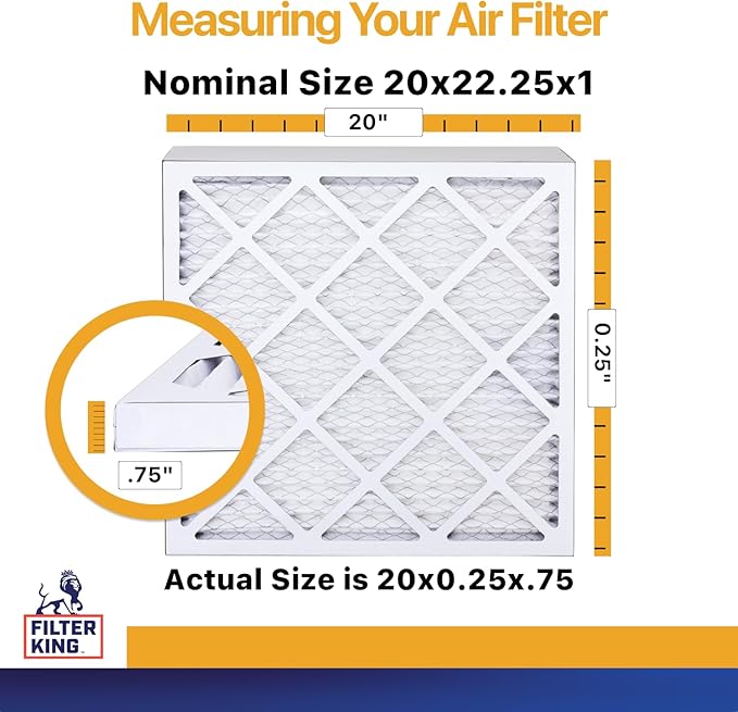 Filter King 20x22.25x1 Air Filter | 12-PACK | MERV 13 HVAC Pleated A/C Furnace Filters | MADE IN USA | Actual Size: 20 x 22.25 x .75"