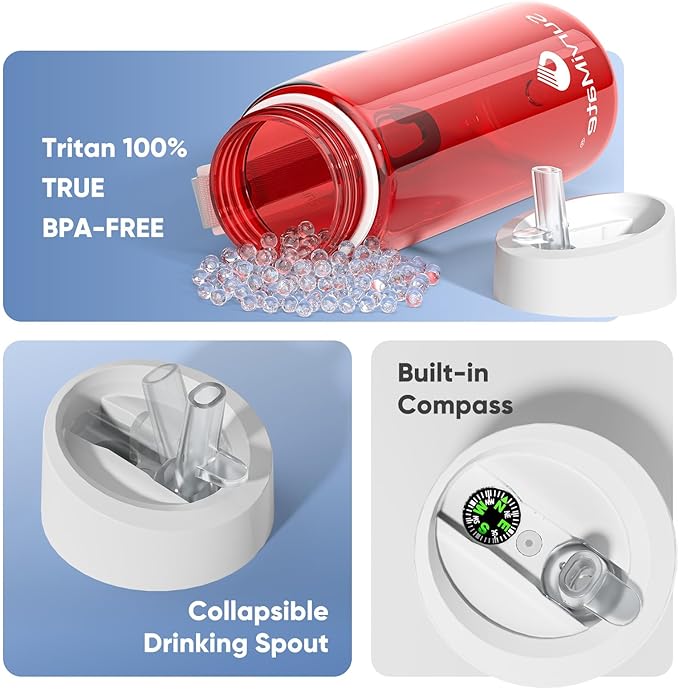 Survimate 5-Stage 0.01μm Ultra-Filtration Filtered Water Bottle, BPA-Free Material, NSF/ANSI 42&372 Certified, Portable Water Filter Bottle for Survival, Camping, Hiking, and Emergency Use