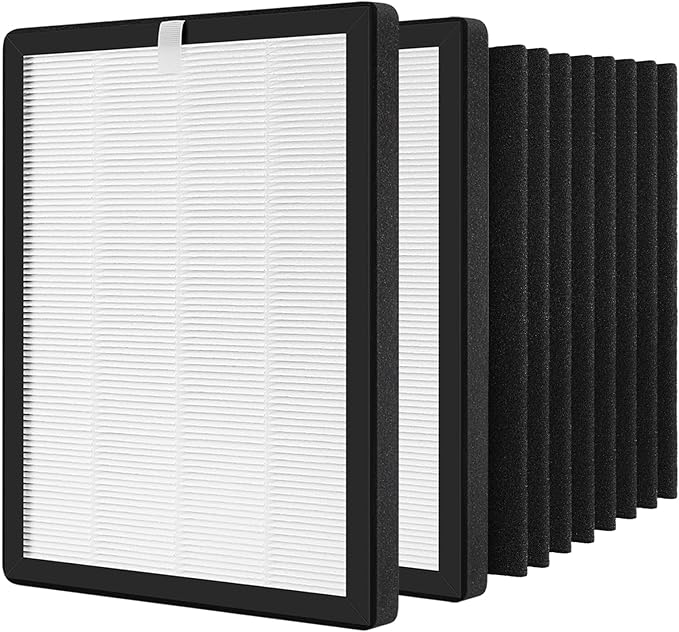 isinlive ProHEPA 9000 HEPA Replacement Filters Compatible with VEVA ProHEPA 9000 Air Pur ifiers, 2 Pack HEPA Filters + 8 Pack Activated Carbon Filters