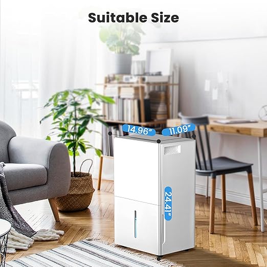 Max 80 Pint Dehumidifier for Large Room & Basement up to 4,500 Sq.Ft, Ultra-Quiet(43.2dB), 6.5L(1.7 Gal) Tank, Auto Shut Off, Dry Mode, Washable Filter, 30-80% Humidity Control.