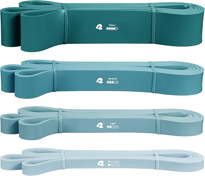 Retrospec Lift Resistance Pull Up Assistance Band Set for Working Out, Home Fitness, Toning, Stretching. Physical Therapy, Muscle Training & Exercise - Lightweight & Portable for Men & Women-FlexoryFit