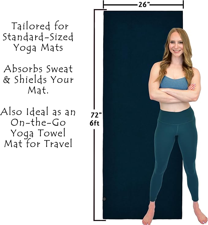 Tatago Hot Yoga Towel Non Slip Grip in 2 Sizes. Premium Yoga Towels for Hot Yoga Non Slip, Hot Pilates Mat Towel or Yoga Mat Towel Thicker, Softer, More Absorbant & Durable!-FlexoryFit