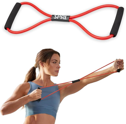 SPRI Ultra Toner Figure 8 Resistance Band with Padded Handles Great for Stretch, Exercise, Fitness Training, Yoga, Resistance Weights, Therapy, Gym or Home Workout Equipment.-FlexoryFit