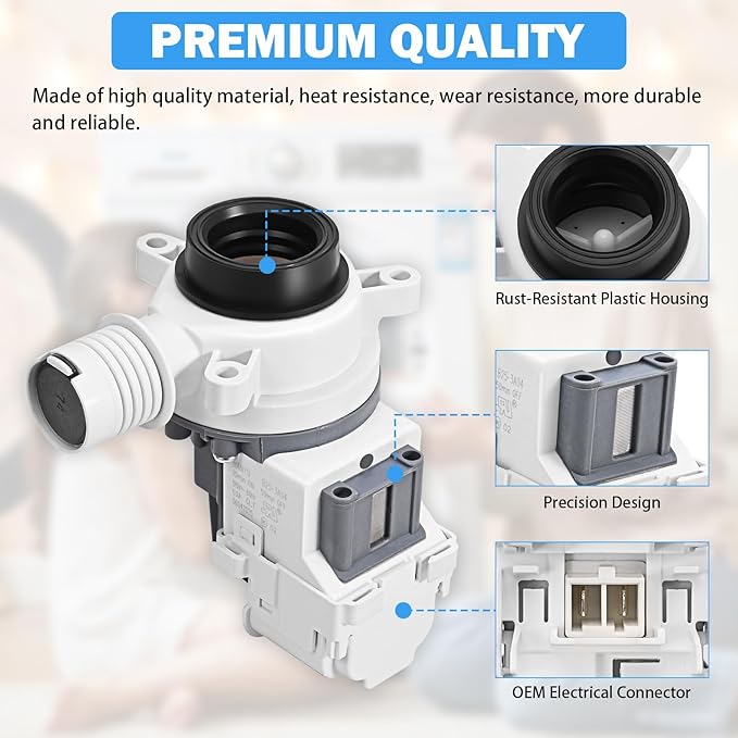 W11399437 W11259498 Washer Drain Pump B25-3A04 Compatible with Whirlpool Kenmore Maytag Crosley Washing Machine Drain Pump Replacement Parts 4961028 AP6974144 PS12731241 EAP12731241
