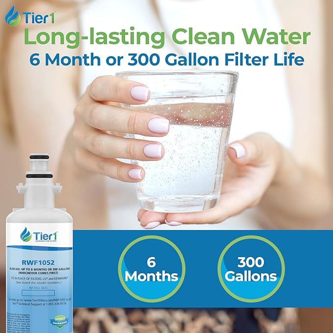 Tier1 ADQ36006101 Refrigerator Water Filter 6-pk | Replacement for LG LT700P, ADQ36006102, Kenmore 46-9690, 469690, ADQ36006101-S, WSL-3, FML-3, RFC1200A, Fridge Filter