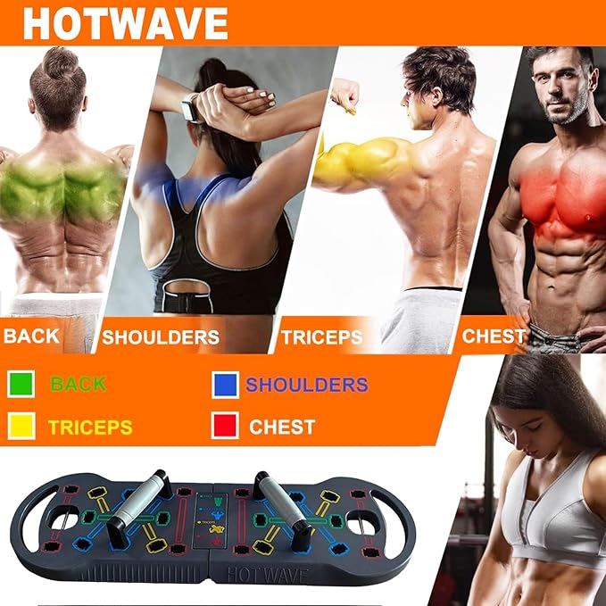 HOTWAVE Portable Exercise Equipment with 16 Gym Accessories.20 in 1 Push Up Board Fitness,Resistance Bands with Ab Roller Wheel,Full Body Workout at Home-FlexoryFit