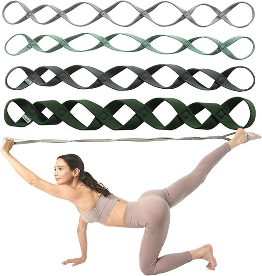VRTX Stretch Straps for Exercise | Yoga & Pilates Stretching Bands w/ 7 Loops | Resistance Bands for Fitness Workout, Home Gym, Physical Therapy | Soft Cloth, Durable-FlexoryFit