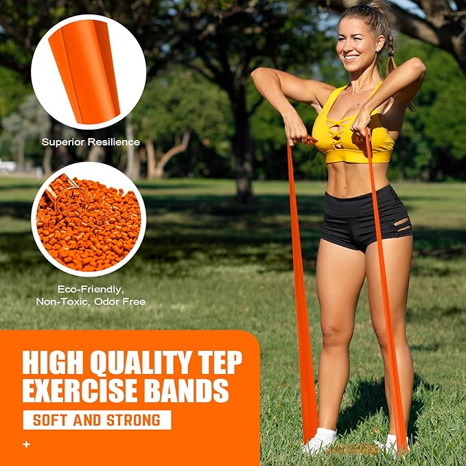 Resistance Bands, Exercise Bands, Physical Therapy Bands for Strength Training, Yoga, Pilates, Stretch Elastic Band with Different Strengths, Workout Bands for Home Gym-FlexoryFit