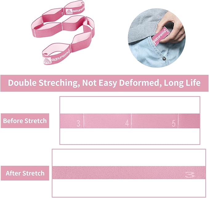 Premium Durable Stretch Straps with Loops, Stretching Strap for Physical Therapy, Multi-Loop Yoga Strap Fitness Exercise Strap for Yoga, Pilates, Dance, Flexibility&Exercise-FlexoryFit