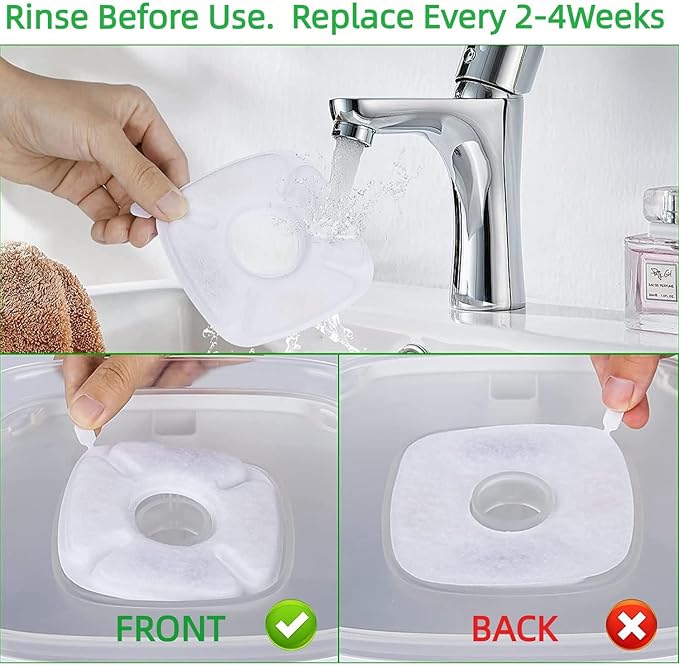 4inch Cats Fountain Replacement Filters with Pre-Filter Sponges for 67oz, 95oz and 135oz Pet/Cat Automatic Water Fountain Dog Water Dispenser