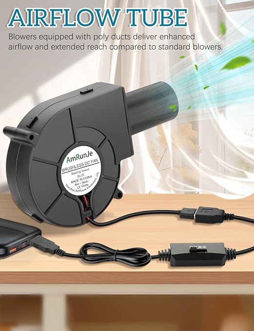 USB Blower Fan 97mm x 33mm 5V Cooling DC Brushless Centrifugal Fan with Tube 3 Speed for Electronics Computer 3D Printer Receiver Cabinet
