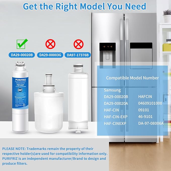 4 Pack DA29-00020B Refrigerator Water Filter, Compatible with Samsung HAF-CIN/EXP, DA29-00020A/B, DA29-00020B-1, RWF0700A, 469101,RF263BEAESR, RF28HMEDBSR, RS25J500DSR, 6 Month / 300 Gallon