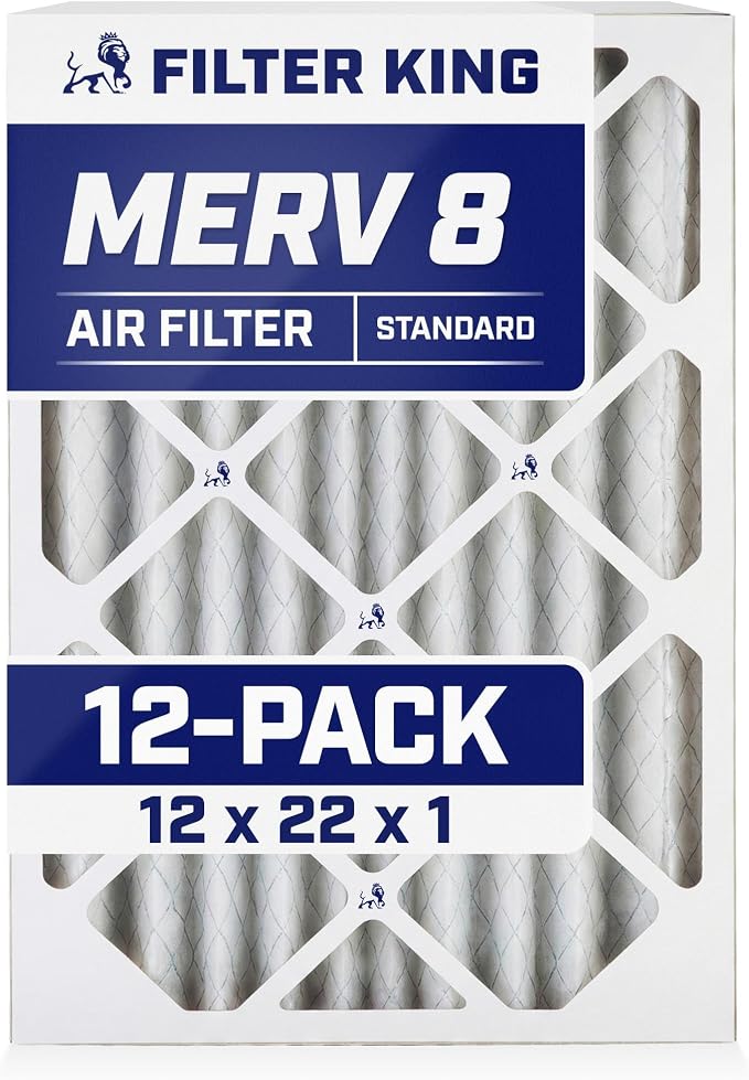 Filter King 12x22x1 Air Filter | 12-PACK | MERV 8 HVAC Pleated A/C Furnace by FilterKing