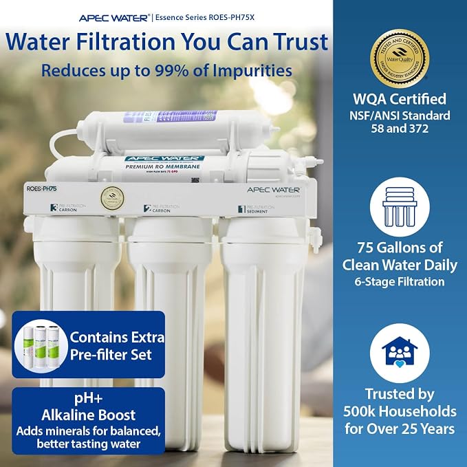 APEC Water ROES-PH75X 6-Stage Alkaline Under Sink Reverse Osmosis Water Filter - Image 2