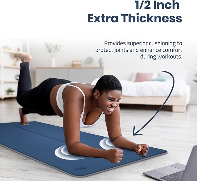 Extra Wide Yoga Mat for Men Women (72"L x 36"W) Non Slip Fitness & Exercise Mat with Alignment Marks for Yoga, Pilates, Floor Workouts-FlexoryFit