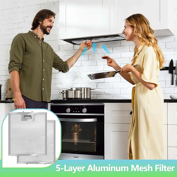 S97018029 Range Hood Filter Replacement - 10.25"x9" Aluminum Frame & Mesh with Stainless Steel Clips - 2 Pack by seteams