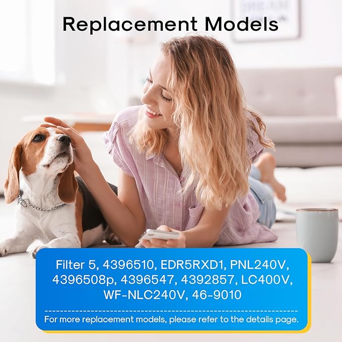 4396508 Replacement for Whirlpool EDR5RXD1 4396510, KitchenAid 4392857, EveryDrop FILTER 5, Kenmore 9010, NL240 LC400V WF285 R-9010 WF-NL300 WSW-1, RWF0500A Refrigerator Water Filter, 1PACK