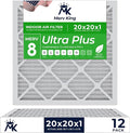 MervKing 20x20x1 Air Filter Actual Size: 19.7" x 19.7" x 0.75" MERV 8 MPR 600-700 | MADE IN USA | 12-Pack | Pleated HVAC AC Furnace Replacement