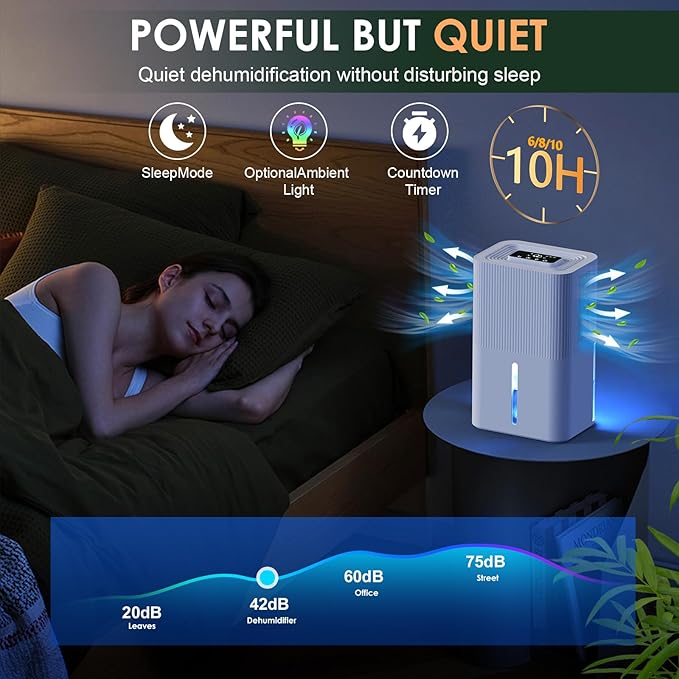 Portable Home Dehumidifier for Basements|91 OZ Tank|900 sq.ft Coverage|Quiet Smart Design with Auto Shut-Off White (91 oz)