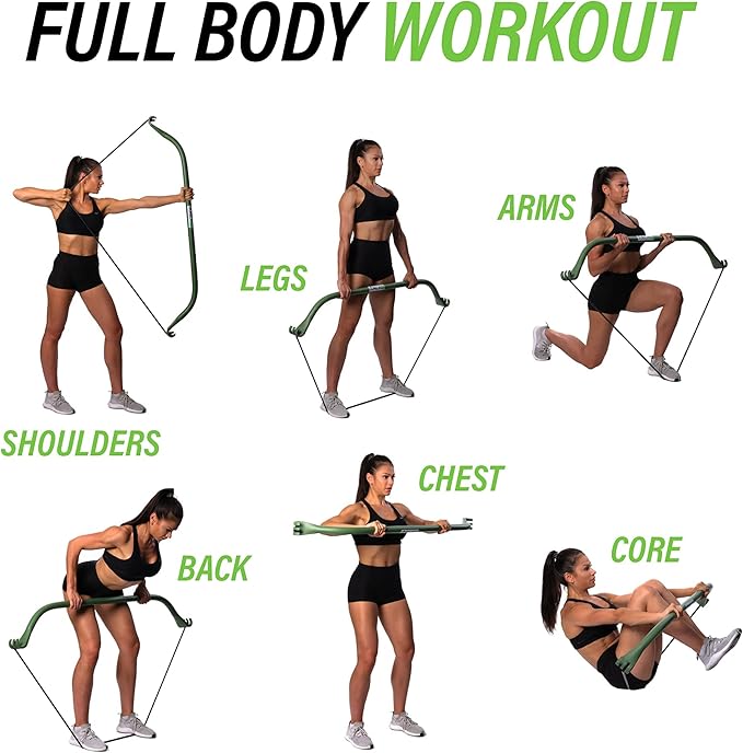Gorilla Bow Original Portable Home Gym Resistance Bands and Bar System for Travel, Fitness, Weightlifting and Exercise Kit, Full Body Workout Equipment Set-FlexoryFit