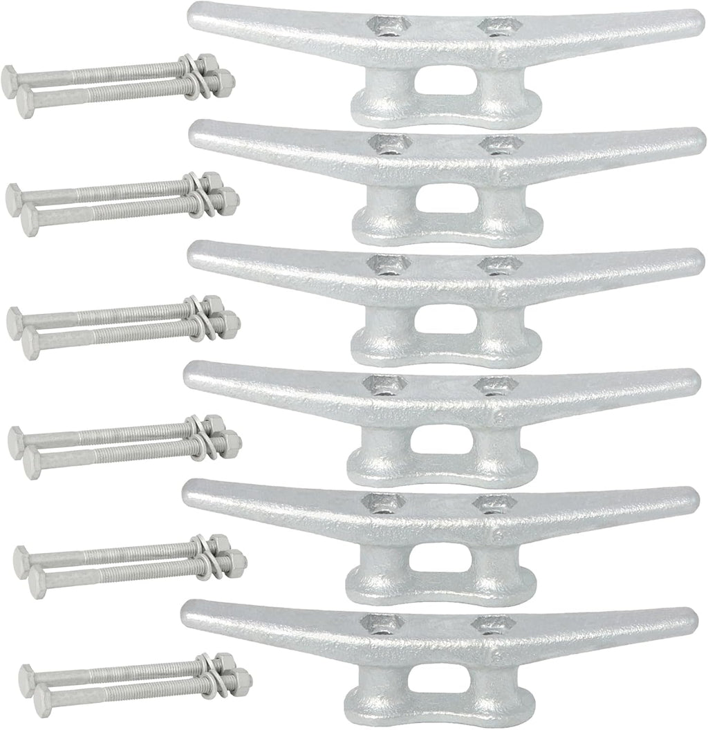 6/8/10/12/14 inch Dock Cleats With Bolts,Hot Dipped Galvanized Cast Iron Boat Cleats,Rope Cleat Boat Dock Cleats for Boat Docks,Decks,Piers for Tying up Boats,Marine Decor(1,2,4,5,6,8,10,12 Pack)