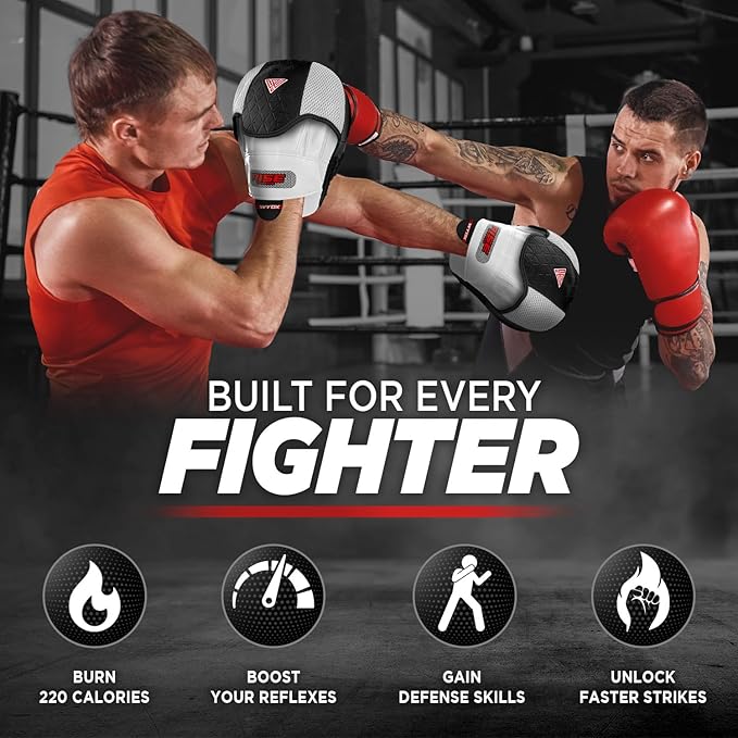 WYOX Curved Boxing Punch Mitts – Boxing Pads Training Set, Punching Mitts for Adults, Kickboxing Pads, Muay Thai Pads, Karate Pads, MMA Training Equipment, Martial Arts Focus Pads