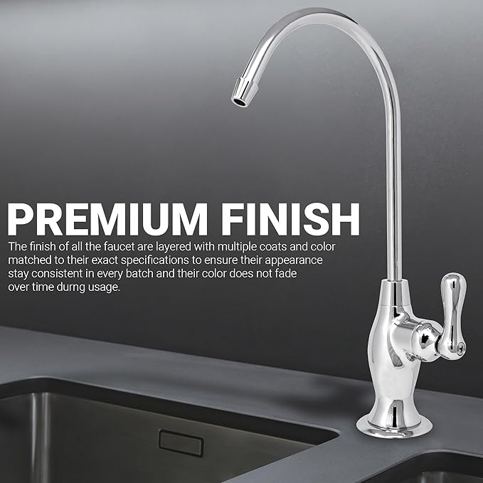 Reverse Osmosis Faucet Drinking Water Filtration System - Non Air Gap, Vase Style with Wrench (Chrome)