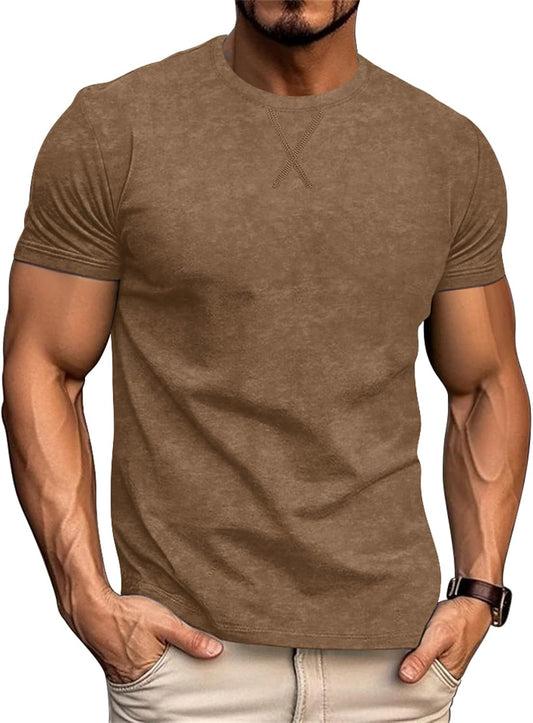 LOGEEYAR Men's Athletic Washed T-Shirts Basic Crew Neck Tees Tops Causal Distressed Cotton T Shirts for Men
