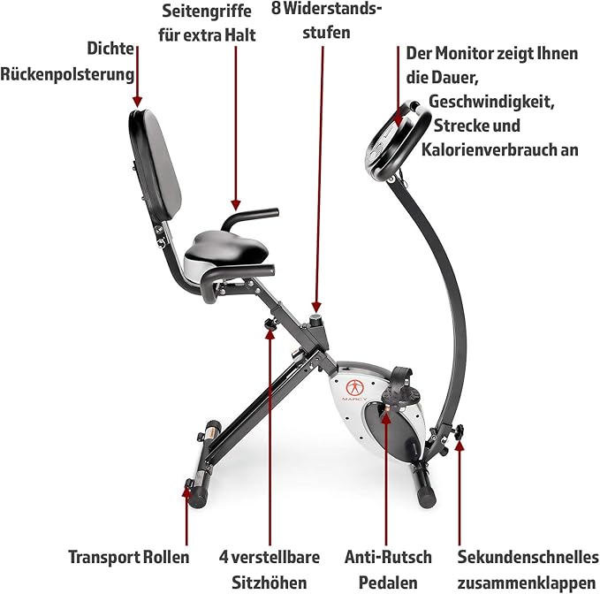 Marcy Foldable Upright Exercise Bike with Adjustable Resistance for Cardio Workout & Strength Training - Multiple Styles Available-FlexoryFit