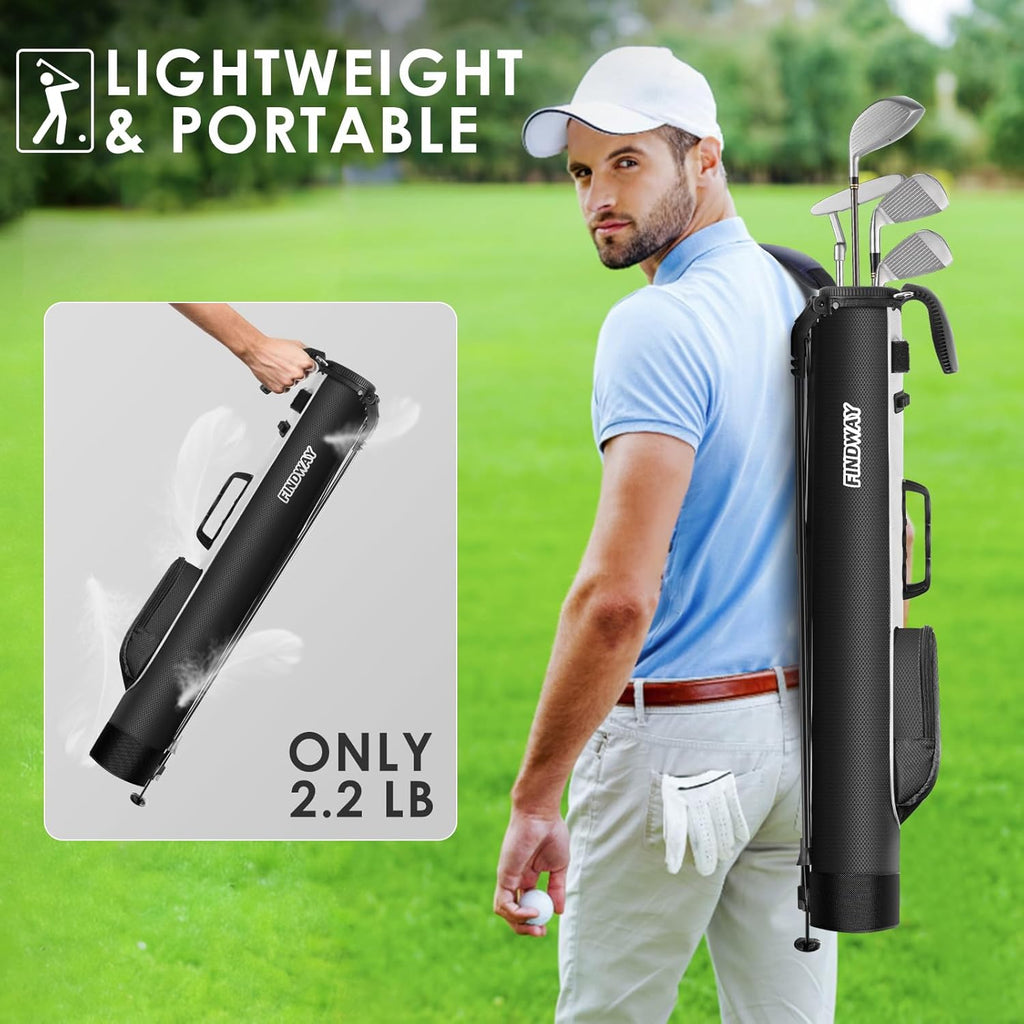 Findway Golf Stand Bag, Small Golf Bag for The Driving Range, Par 3 and Executive Courses, Lightweight Golf Club Carry Bag with Ball Holder and Pockets for Men Women