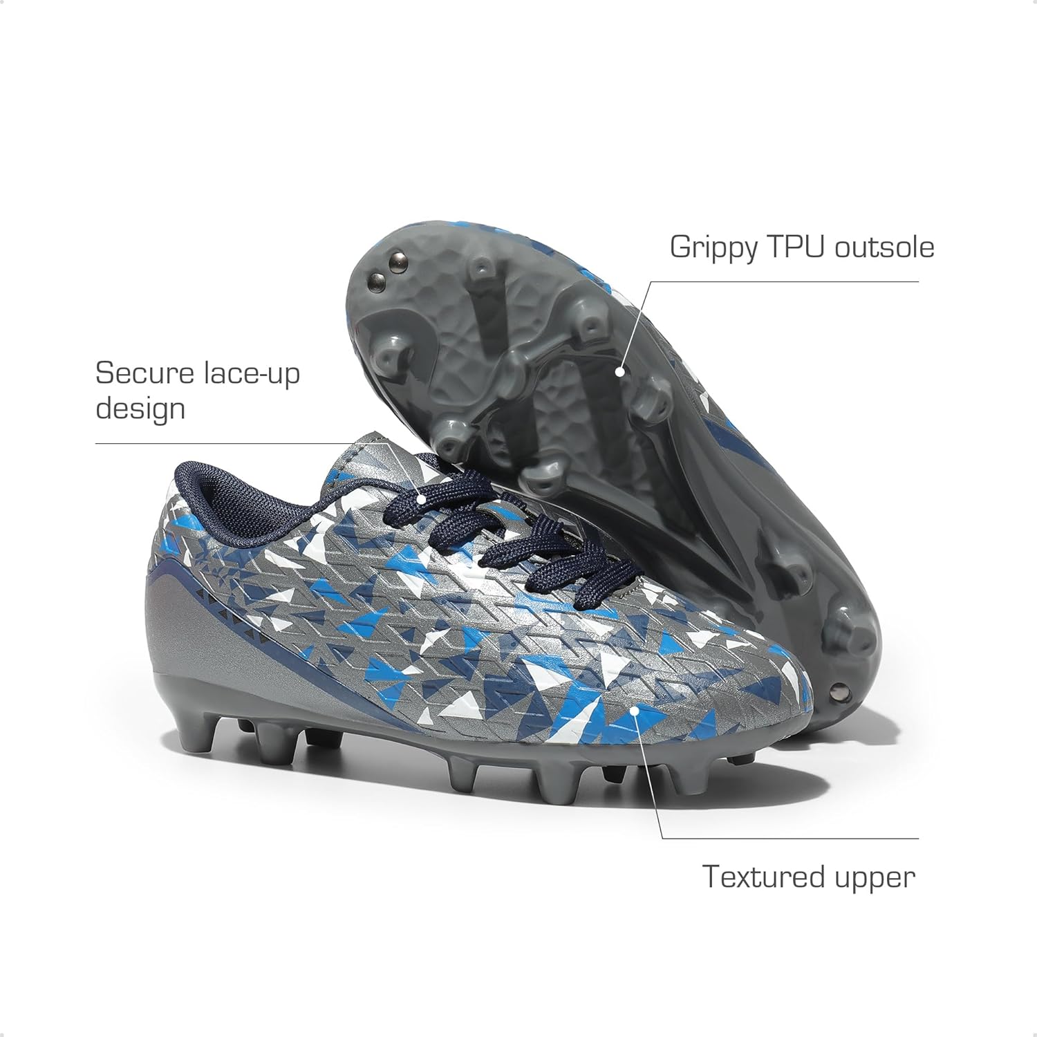 DREAM PAIRS Boys Girls Soccer Cleats Youth Firm Groud Athletic Outdoor Trainning Football Shoes for Little/Big Kid