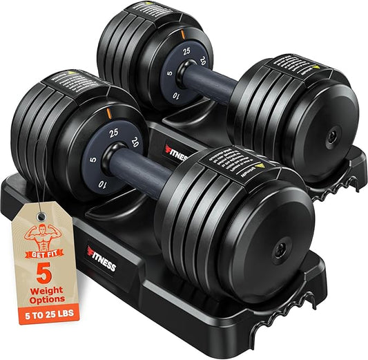 Adjustable Dumbbells Set of 2, 1 Hand Adjustable Weights Dumbbells Set, 5 in 1/10 in 1 Free Dumbbell with Anti-Slip Texture Handle, 25/55/80lb Pair Weight Set For Home Gym Suit both Men and Women-FlexoryFit
