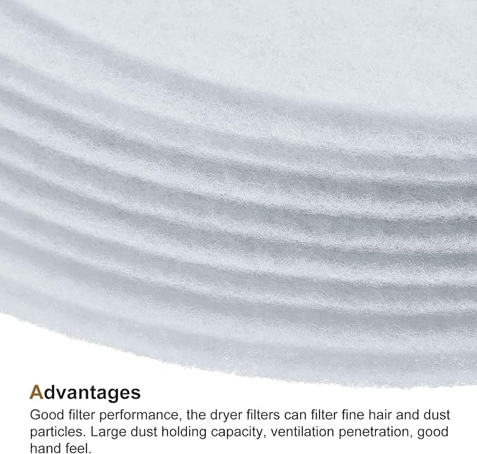 Universal Dryer Exhaust Filter Replacement Kit - 4-Pack Round Disc & Cotton Paper Filters for Panda, Magic Chef, Sonya, Avant Dryers - Lint Removal (227 x 33 mm)