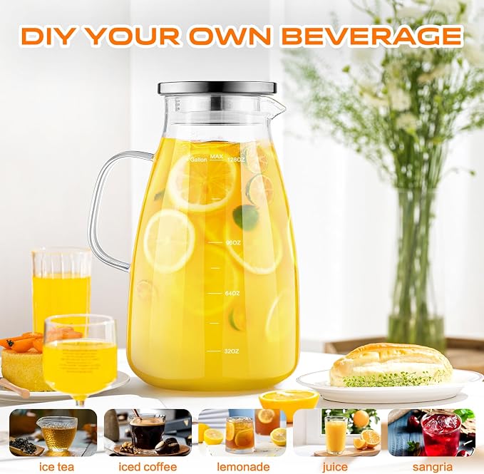 1 Gallon 128oz Glass Pitcher, Water Pitcher - Image 7