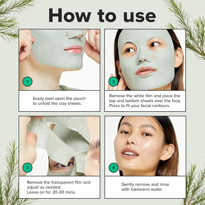 I DEW CARE Face Sheet Mask - Here's To Clearing Clay | Daily Exfoliate, Decongest, Minimize Pores, Soothe, Infused with 3-Clay Complex, Tea Tree, Centella Asiatica, Moisturizing, 4ea-FlexoryFit