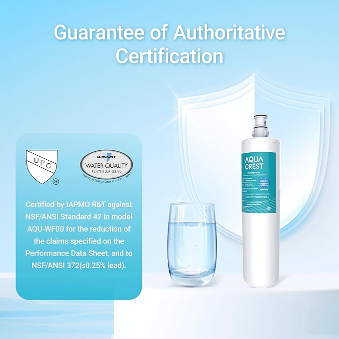 AQUA CREST 3US-PF01 3US-MAX-F01 Replacement Filter, NSF/ANSI 42 Certified Replacement for Filtrete® 3US-PF01, 3US-MAX-F01, 3US-PS01, Delta RP78702, Manitowoc K-00337, HF20 HF25 HF27 Water Filter
