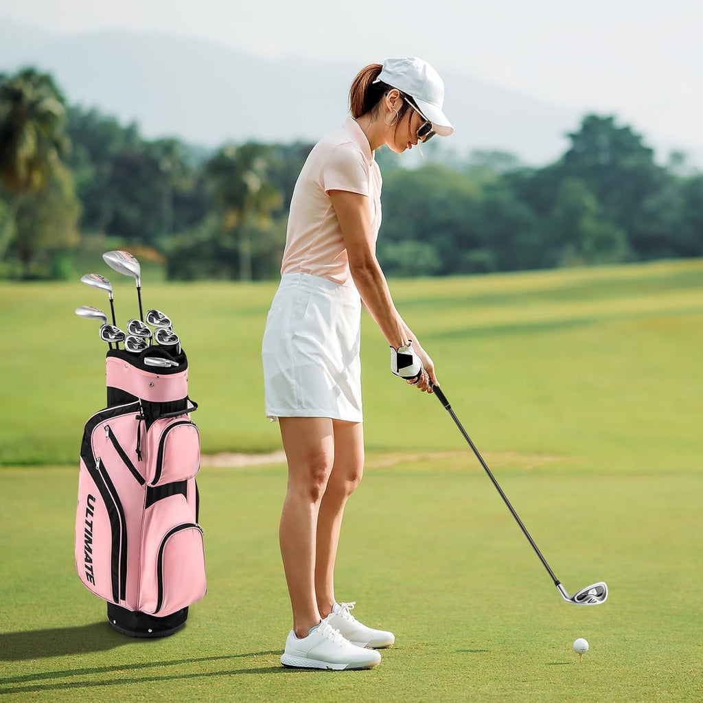 ULTIMATE Women's Complete Golf Club Set, 9/11pcs Right Handed Ladies Golf Clubs Set w/ 460cc Alloy Driver, #3 Fairway Wood, Hybrid, #6/#7/#8/#9/#P Irons & Putter