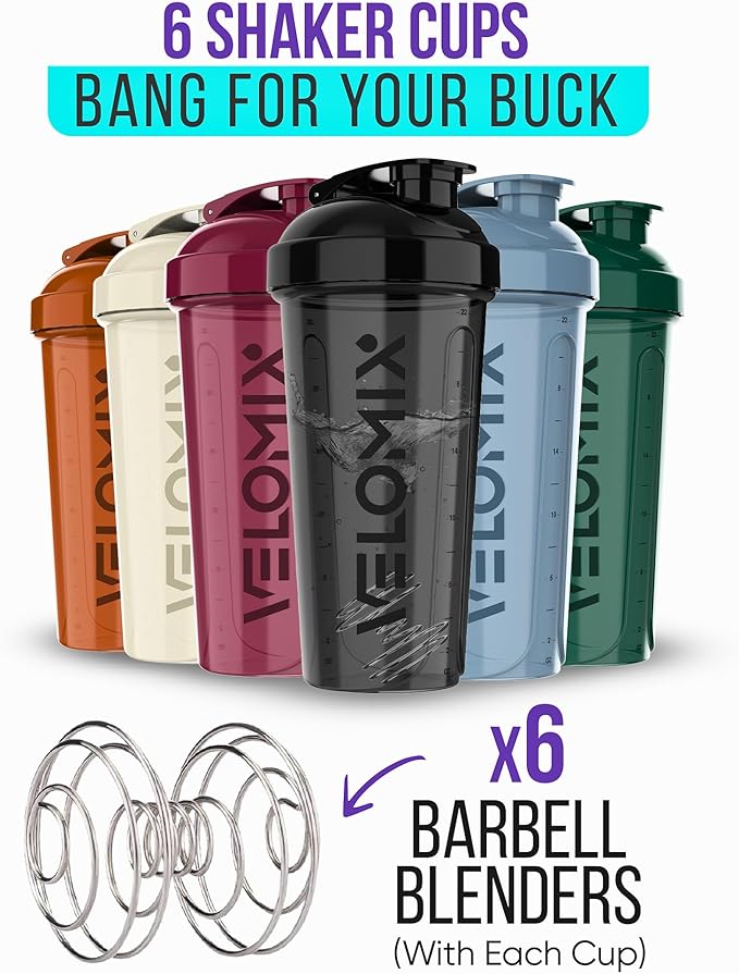 '-6 PACK- 28 oz Protein Shaker Bottle for Protein Mixes - 6x Wire Whisk | Leak Proof Shaker Cups for Protein Shakes | Protein Shaker Bottle Pack | Protein Shake Cup (Earth Tones Collection)-FlexoryFit