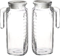 Bormioli Rocco Gelo Set of 2 Glass pitchers, 33.75 Jug with White Lid, Carafe for Homemade Juice, Iced Tea, Cold Brew, Dishwasher Safe Made in Italy