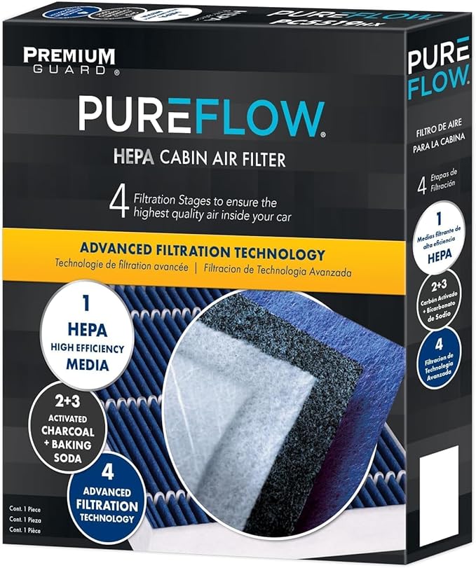 PureFlow HEPA Cabin Air Filter PC5764HX | Fits 2005-2020 Nissan Frontier, 2005-2012 Pathfinder, 2005-2015 Xterra, 2005-2009 Pickup, 2014-2015 NP300, 2009-2012 Suzuki Equator