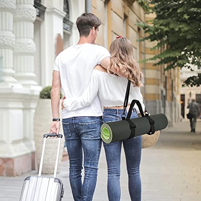 WISDING Yoga Mat Strap, Portable Yoga Mat Sling, Picnic Blanket Strap with Adjustable Shoulder Strap & Handle for Festivals Picnics Camping Motorcycle Bedroll Pilates-FlexoryFit