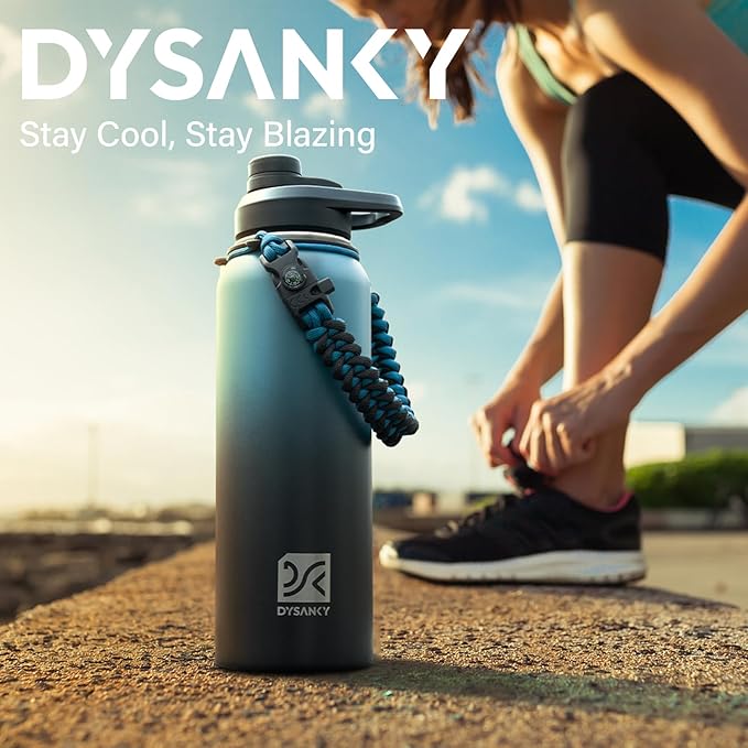 Insulated Water Bottle | Thickened Stainless Steel Vacuum Metal | Portable Sports Water Jug for Gym and Hiking with Straw, Carrier Bag, Handle Strap | BPA-Free 40 oz, Pink-FlexoryFit