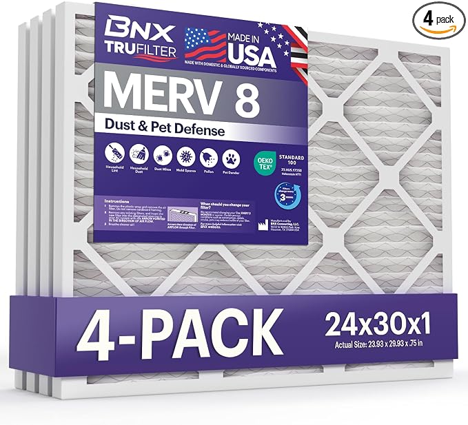 BNX TruFilter 24x30x1 Air Filter MERV 8 by BNX