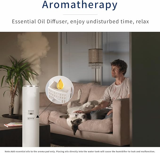 Ultrasonic Cool Mist Humidifier for Large Room Bedroom, Top Fill Humidifier(9L/2.38Gals) for Baby Adults, Smart & Remote Control, Last 40 Hours
