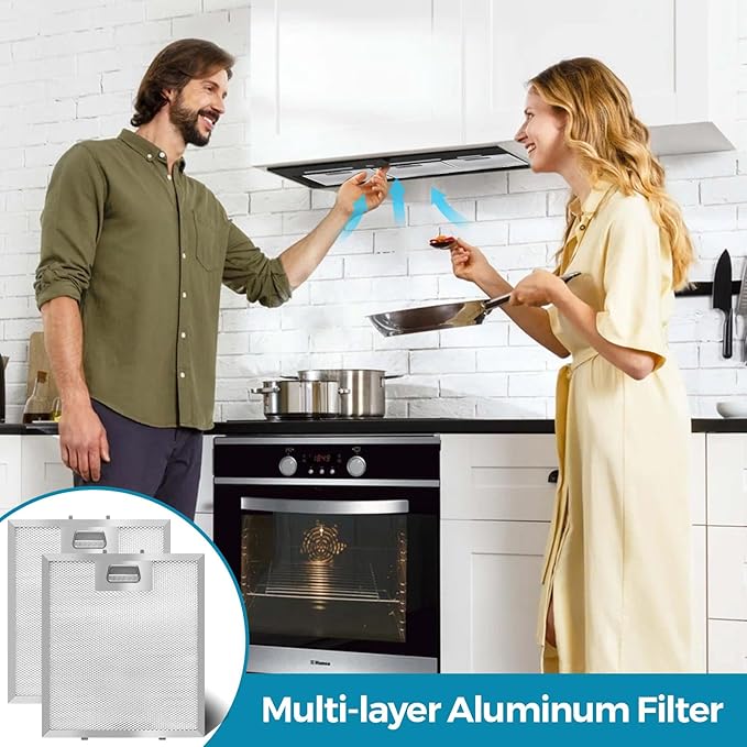 S97018029 Range Hood Filter Replacement - 10.25"x9" Aluminum Frame & Mesh with Stainless Steel Clips - 2 Pack by seteams