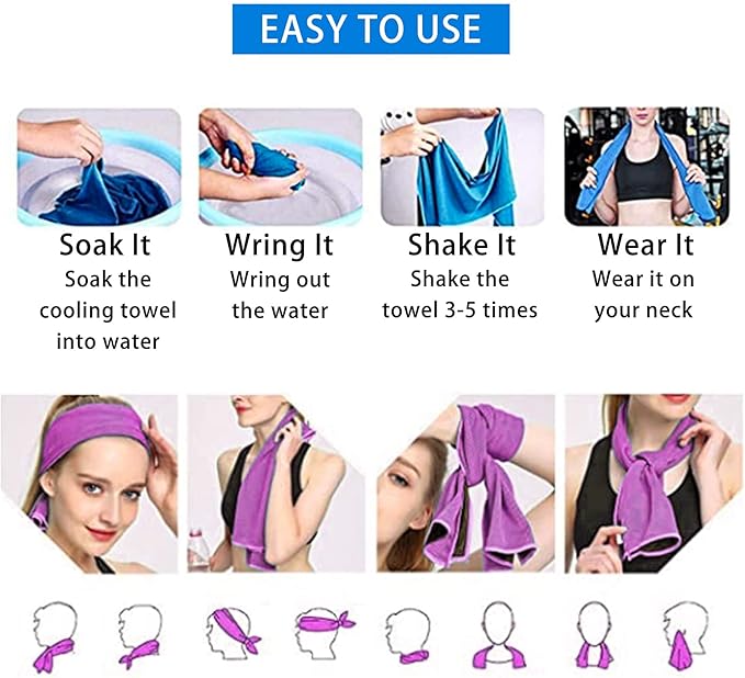 Ponpon 30pcs Cooling Towel Ice Towel Cooling Towels for Neck and Face Microfiber Cooling Towel for Gym, Travel, Yoga, Camping, Running, Outdoor Sport (10 Colors)-FlexoryFit