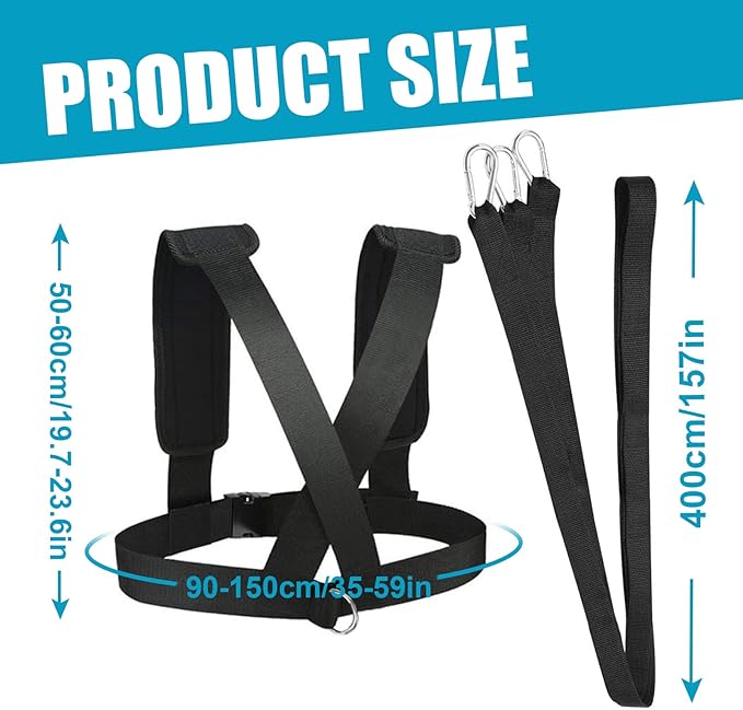 YNXing Sled Harness Workout Resistance and Assistance Trainer Physical Training Resistance Rope Kit Improving Speed, Stamina and Strength-FlexoryFit