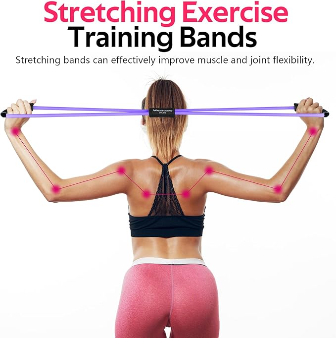 Figure 8 Fitness Resistance Bands with Handles - Exercise Tube Band Set of 3 for Arm and Shoulder Stretch, Rope 8 Word Elastic for Women and Men-FlexoryFit