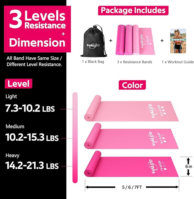 WALITO Resistance Bands for Working Out, Exercise Bands for Women and Men, Workout Bands for Physical Therapy, Stretch, Recovery, Pilates, Rehab, Strength Training and Home Gym-FlexoryFit